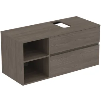 IDEAL STANDARD FINESSE - toaletní skříňka 1202x505x558 mm v tmavém jilmu, 2 zásuvky - bez úchytky, s plným výsuvem, SoftClosing, předem smontovaná, dřevo z udržitelných zdrojů #E3508UR