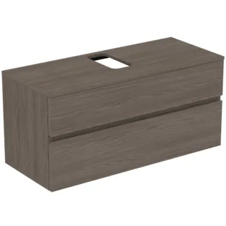 IDEAL STANDARD FINESSE - toaletní skříňka 1202x505x558 mm v tmavém jilmu, 2 zásuvky - bez úchytky, s plným výsuvem, SoftClosing, předem smontovaná, dřevo z udržitelných zdrojů #E3504UR