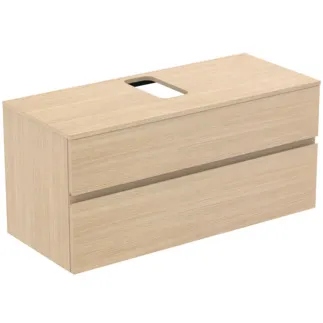 IDEAL STANDARD FINESSE - toaletní skříňka 1202x505x558 mm, bílý dub, 2 zásuvky - bez úchytky, plnovýsuv, SoftClosing, předmontováno, dřevo z udržitelných zdrojů #E3504US