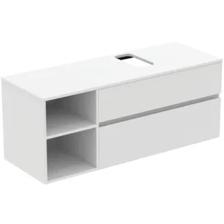 IDEAL STANDARD FINESSE - toaletní skříňka 1402x505x558 mm v bílém matném laku, 2 zásuvky - bez úchytky, s plným výsuvem, SoftClosing, předem smontovaná, dřevo z udržitelných zdrojů #E3505Y1 - Bílá matná