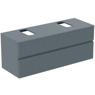 IDEAL STANDARD FINESSE - toaletní skříňka 1402x505x558 mm v jasanově modré matné barvě, 4 zásuvky - bez úchytek, s plným výsuvem, SoftClosing, předem smontovaná, dřevo z udržitelných zdrojů #E3507UQ