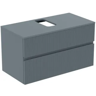 IDEAL STANDARD FINESSE - toaletní skříňka 1002x505x558 mm v jasanově modré matné barvě, 2 zásuvky - bez úchytky, s plným výsuvem, SoftClosing, předem smontovaná, dřevo z udržitelných zdrojů #E3499UQ