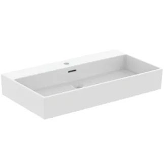 IDEAL STANDARD EXTRA - Umyvadlo 815x450x150 mm v bílé hedvábně matné barvě, 1 otvor pro baterii, s přepadem #R0537V1 - Silk white
