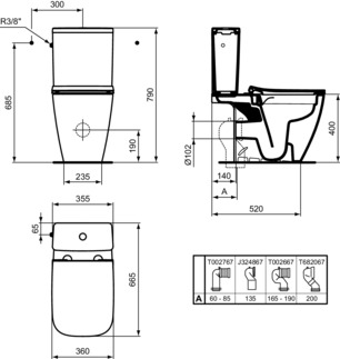 IDEAL STANDARD I.LIFE B - Podlahový klozet pro kombinaci (otevřená záda) 360x665x400 mm v bílé lesklé barvě, horizontální odtok - Bezokrajová splachovací technologie RimLS+, SmartGuard+ #T4612HY - Bílá (SmartGuard), obrázek 8