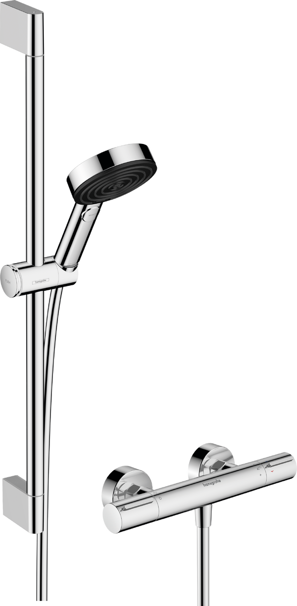 HANSGROHE Pulsify Select S Sprchový systém 105 3jet Relaxation EcoSmart s termostatem Ecostat Element a sprchovou tyčí 65 cm #24272000 - chrom