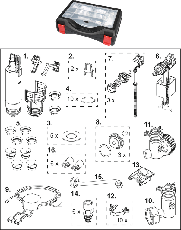 TECE spare parts case for cistern with hygienic flush function #9820589