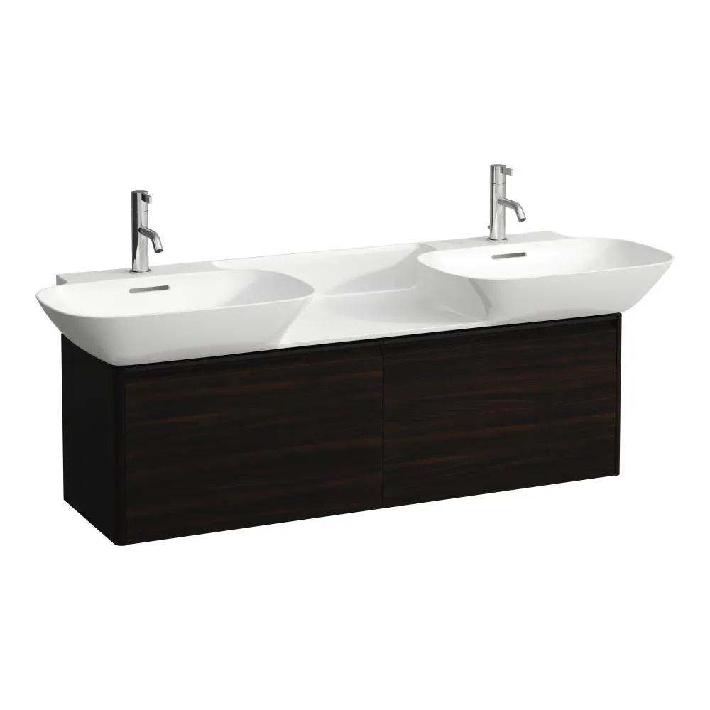 LAUFEN BASE Skříňka pod umyvadlo, se 2 zásuvkami, pro umyvadlo H814304, úchytka z tmavého hliníku 1170 x 350 x 370 mm #H4030161102631 - 263 - Tmavěhnědý jilm