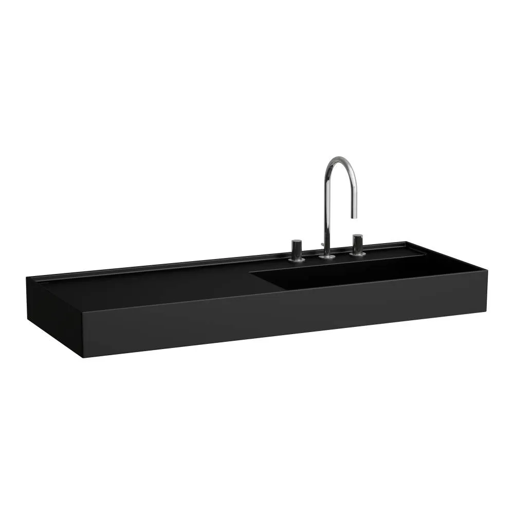 LAUFEN Kartell LAUFEN Umyvadlo do nábytku, s odkládací plochou vlevo, včetně odpadního ventilu (neuzavíratelný) H898301 1200 x 460 x 120 mm #H8133337161581 - 716 - Černá mat