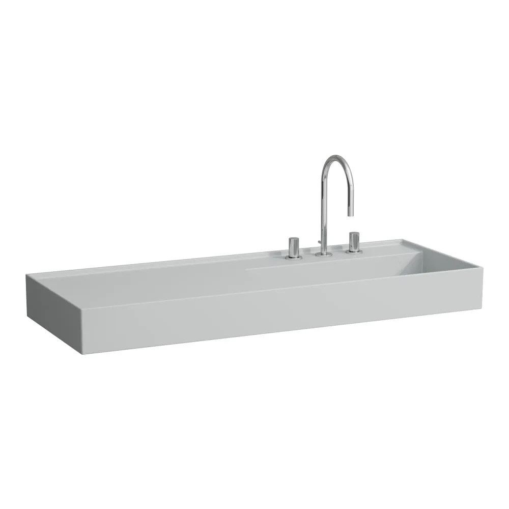 LAUFEN Kartell LAUFEN Umyvadlo do nábytku, s odkládací plochou vlevo, včetně odpadního ventilu (neuzavíratelný) H898301 1200 x 460 x 120 mm #H8133337591581 - 759 - Šedá mat