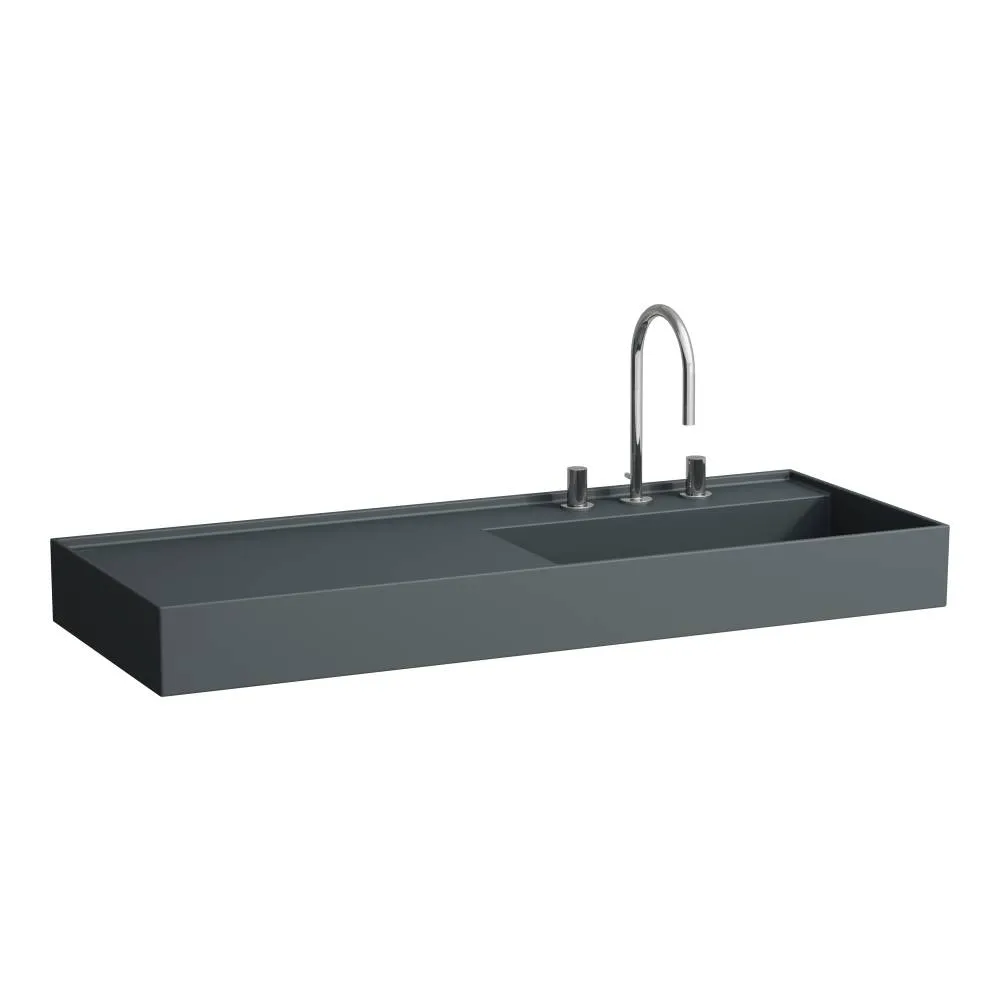 LAUFEN Kartell LAUFEN Umyvadlo do nábytku, s odkládací plochou vlevo, včetně odpadního ventilu (neuzavíratelný) H898301 1200 x 460 x 120 mm #H8133337581581 - 758 - Grafit mat
