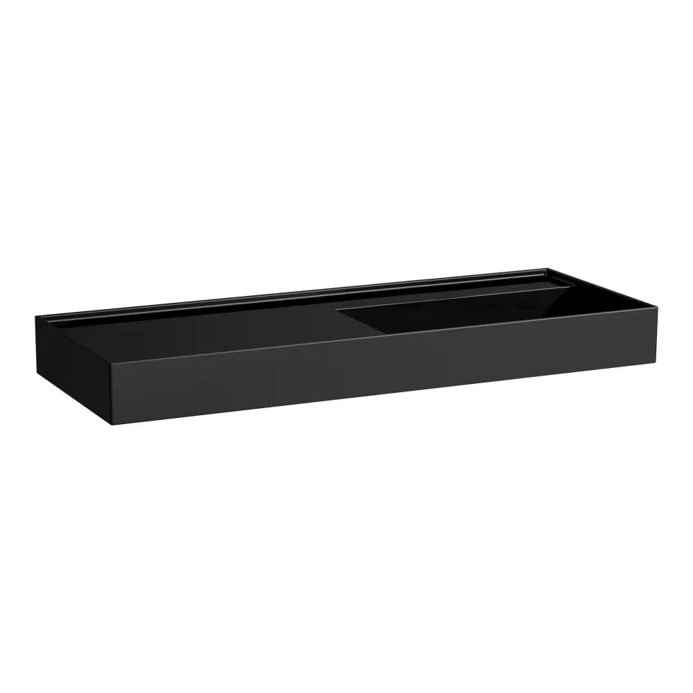 LAUFEN Kartell LAUFEN Umyvadlo do nábytku, s odkládací plochou vlevo, včetně odpadního ventilu (neuzavíratelný) H898301 1200 x 460 x 120 mm #H8133330201121 - 020 - Černá lesklá