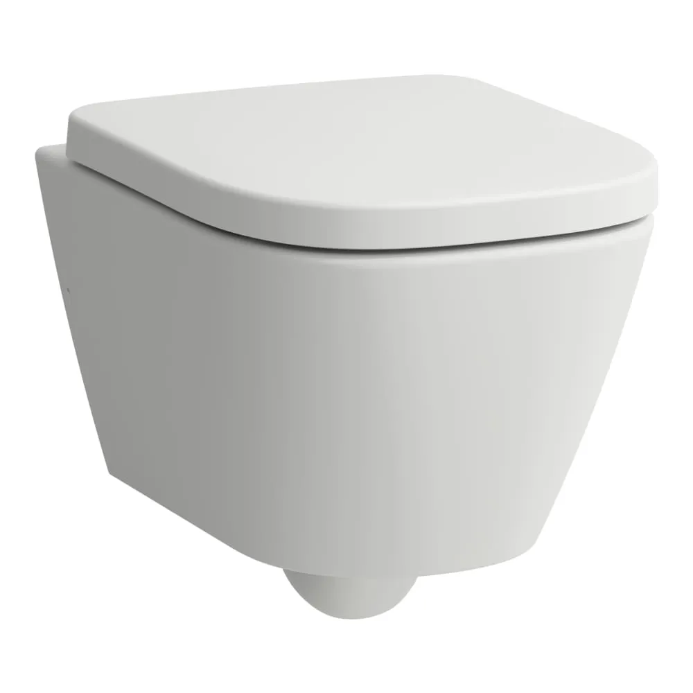 LAUFEN MEDA Závěsné WC COMBI PACK, Silent flush, rimless, hluboké splachování. Obsahuje závěsné WC rimless advanced compact, sedátko s poklopem se zpomalovacím systémem a sadu zvukově izolačních podložek mezi WC a stěnu 490 x 360 x 355 mm #H8661137570001 - 757 - Bílá mat