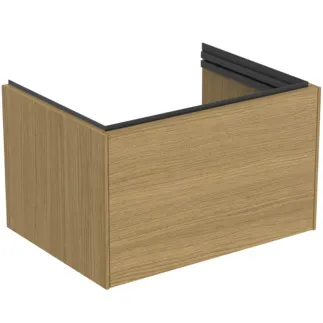 IDEAL STANDARD CONCA - Toaletní stolek 600x440x363 mm ve světlé dubové dýze, 1 zásuvka - bez úchytky, s plným výsuvem, SoftClosing, předem smontovaný, dřevo z udržitelných zdrojů, pravá dřevěná dýha #T5572Y6 - světlý dub
