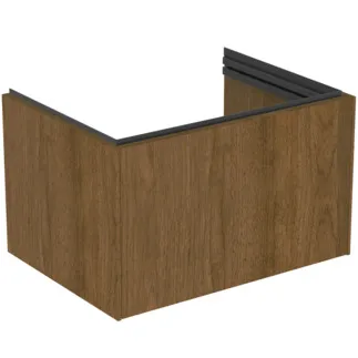 IDEAL STANDARD CONCA - Toaletní stolek 600x440x363 mm v dekoru tmavý ořech, 1 zásuvka - bez úchytky, plnovýsuv, SoftClosing, předmontováno, dřevo z udržitelných zdrojů, pravá dřevěná dýha #T5572Y5 - tmavý ořech