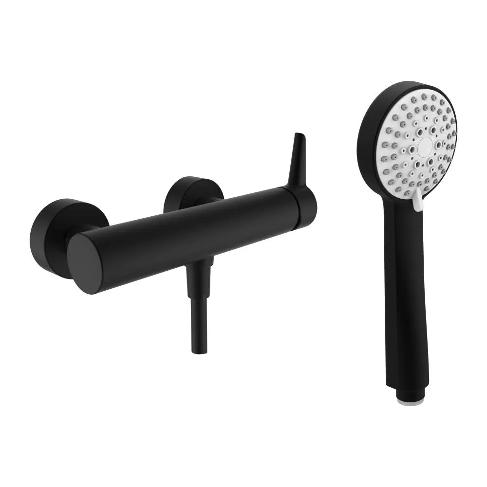 LAUFEN PURE Sprchová nástěnná páková baterie, se sprchovou syntetickou hadicí 1600 mm a ruční sprchou Stella 80 3F, PVD titan černý mat #HF901750428600