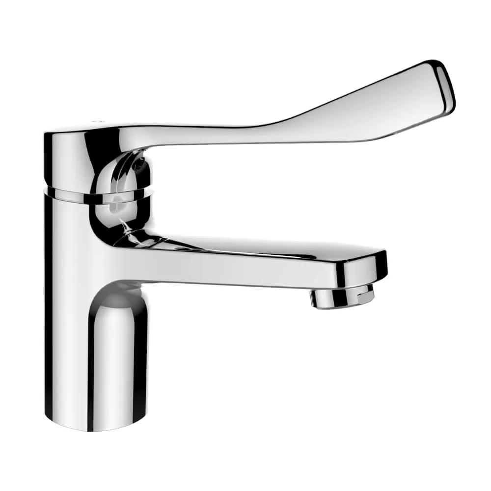 LAUFEN CITYPRO LIBERTY Umyvadlová stojánková páková baterie s pevným výtokem 140 mm, kartuše Ecototal, s lékařskou pákou bez automatické výpusti #HF500904100094
