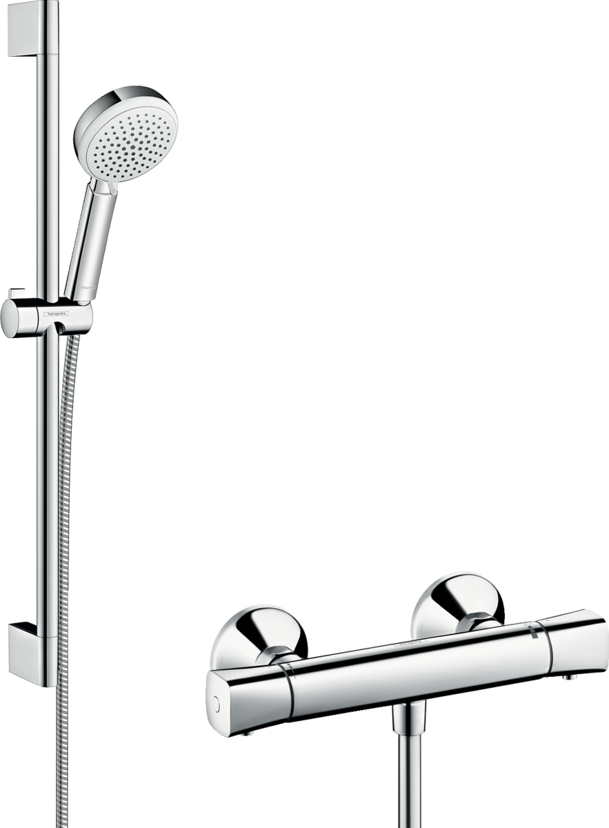 HANSGROHE Crometta 100 exponovaný sprchový systém Vario s univerzálním termostatem Ecostat a sprchovou lištou 65 cm #27030400