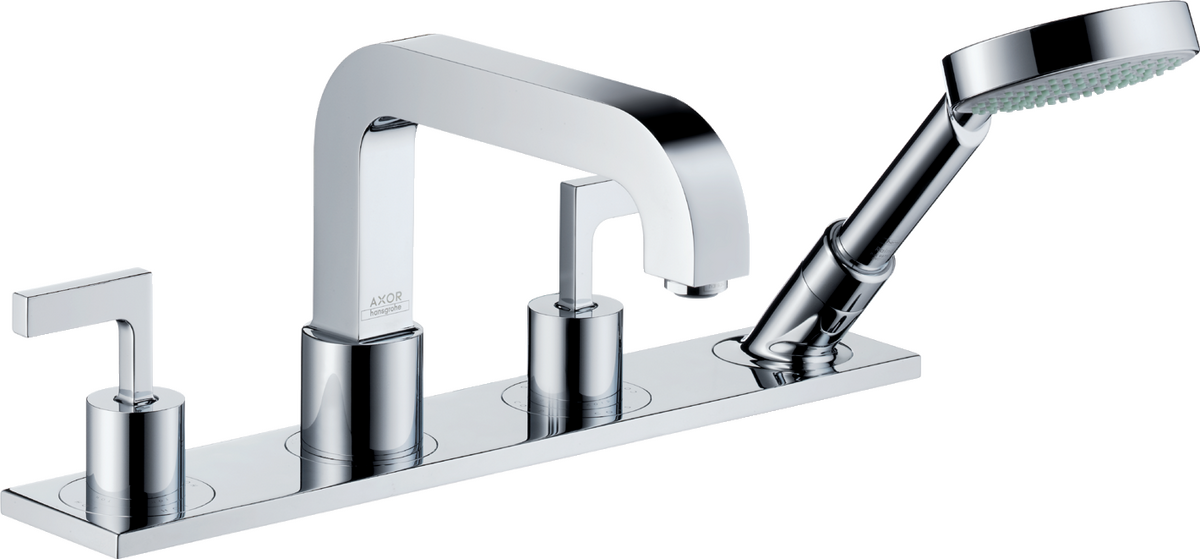 HANSGROHE AXOR Citterio 4-otvorová vanová okrajová baterie s pákovými rukojeťmi a deskou #39444000