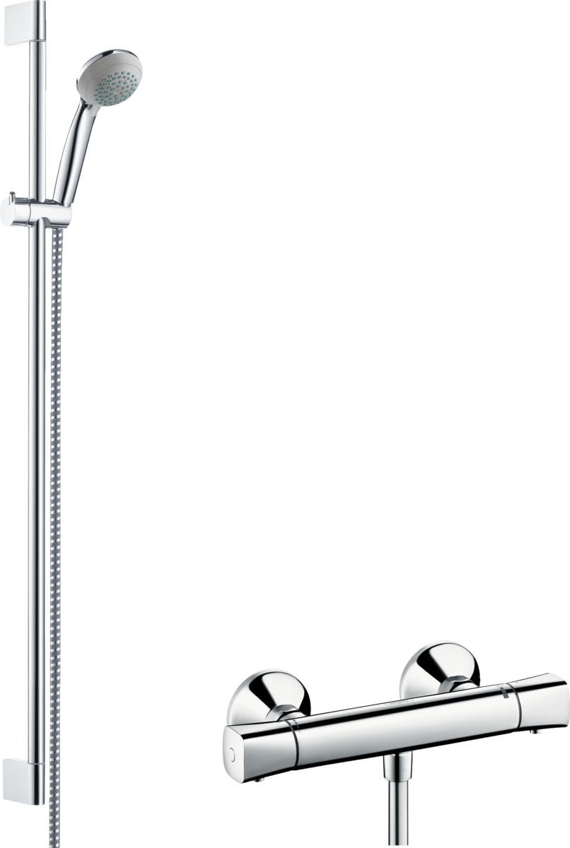 HANSGROHE Crometta 85 exponovaný sprchový systém Vario s univerzálním termostatem Ecostat a sprchovou lištou 90 cm #27080000
