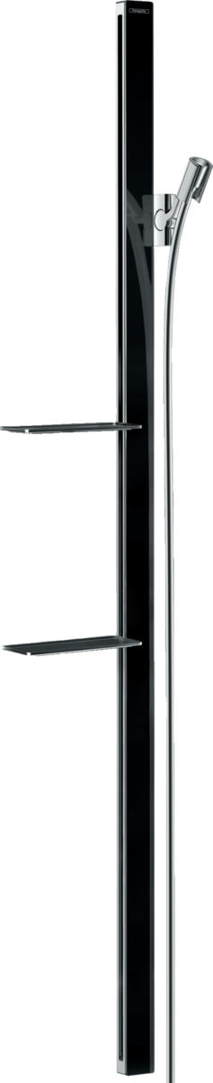 HANSGROHE Sprchová tyč Unica E 150 cm se sprchovou hadicí Isiflex 160 cm a poličkami #27645600 - černá/chromová