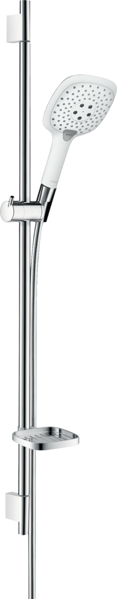 HANSGROHE Sprchová souprava Raindance Select E 150 3jet se sprchovou tyčí 90 cm a mýdlenkou #27857400 - bílá/chromová
