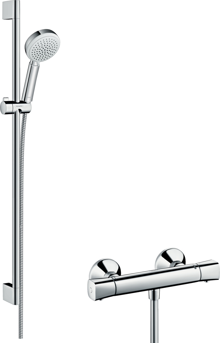 HANSGROHE Crometta 100 exponovaný sprchový systém Vario s univerzálním termostatem Ecostat a sprchovou lištou 90 cm #27031400