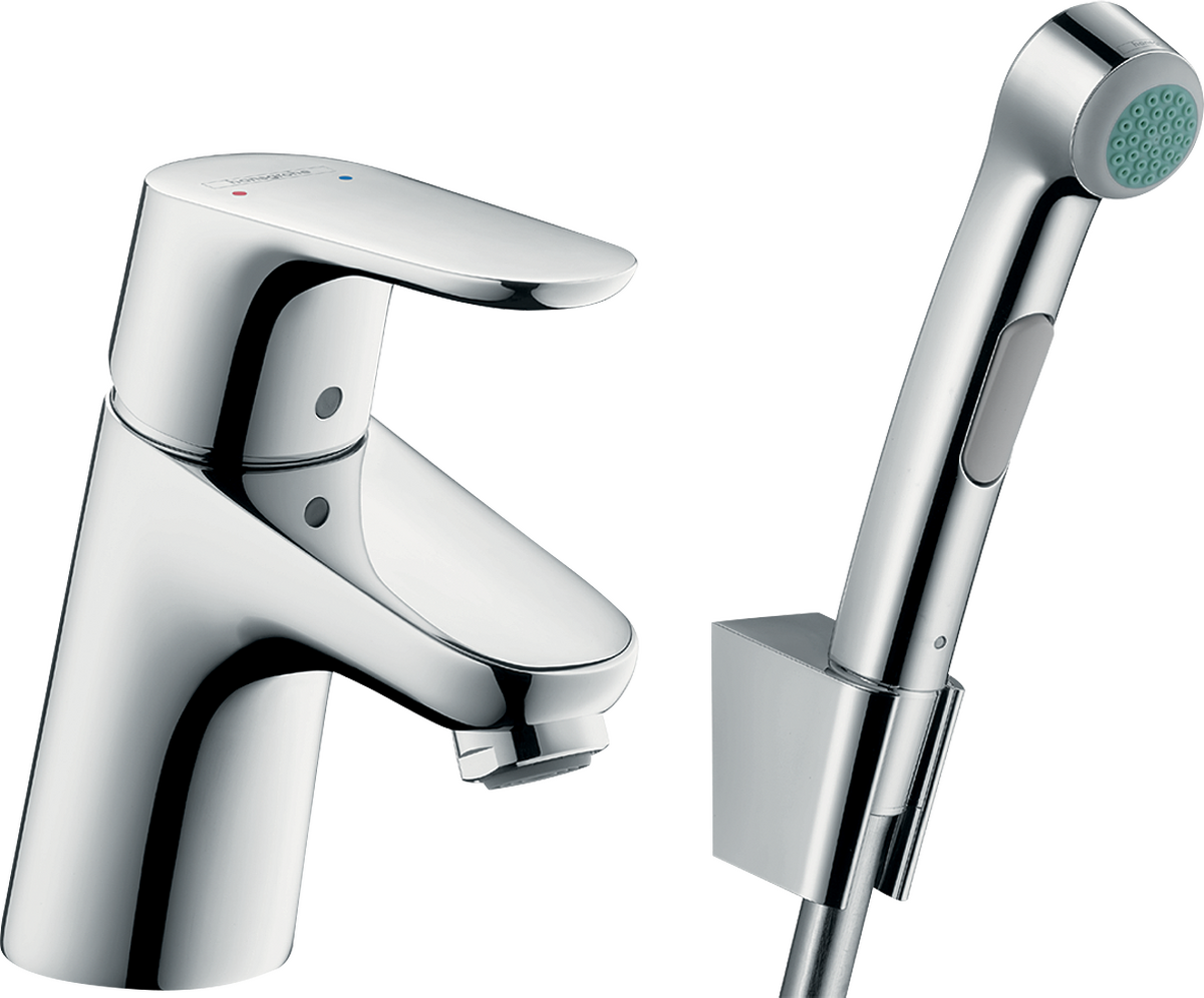 Obrázek HANSGROHE Focus Páková umyvadlová baterie 70 s ruční sprchou Bidette a sprchovou hadicí 160 cm #31926000 - Chrom