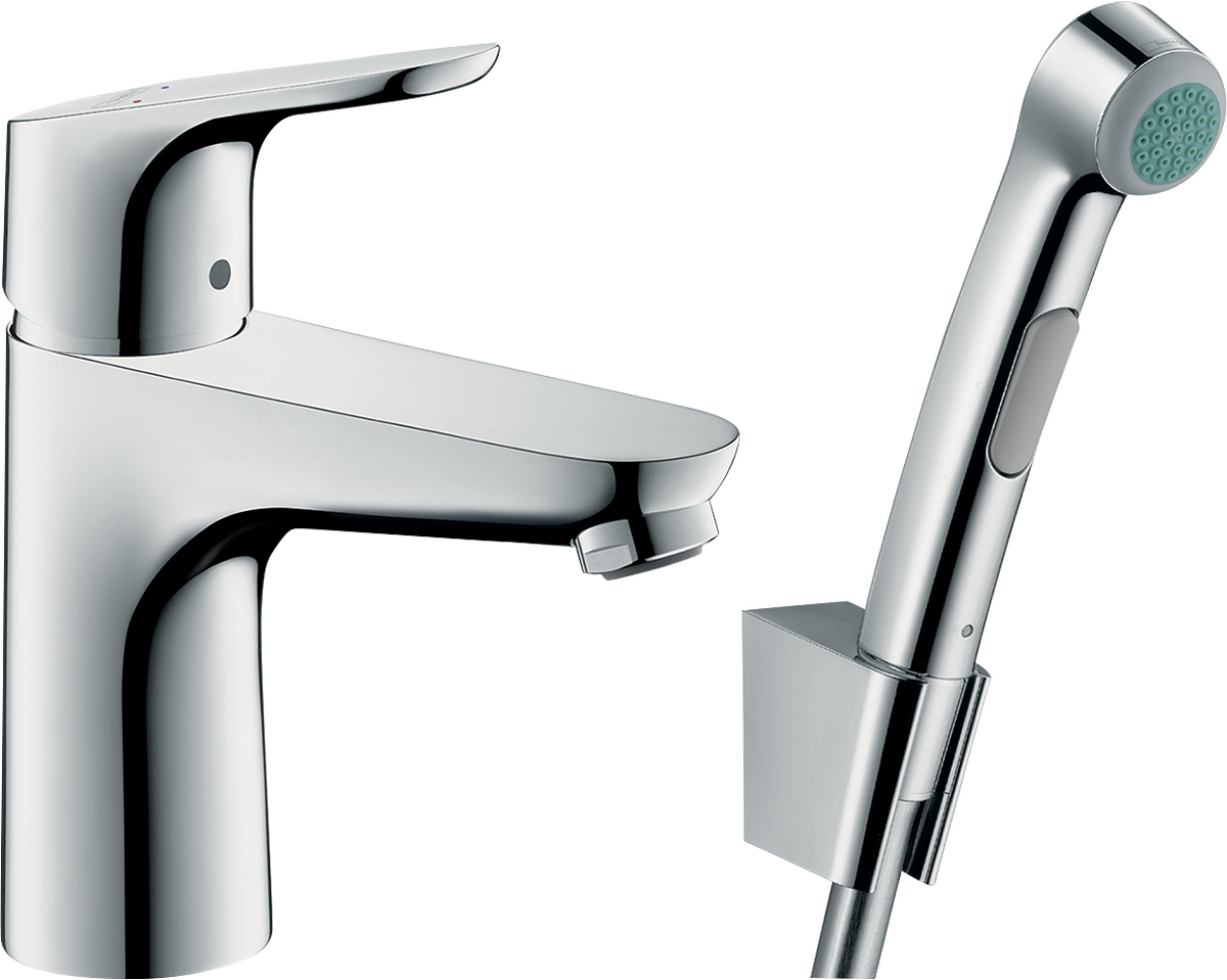 HANSGROHE Focus Páková umyvadlová baterie 100 s ruční sprchou Bidette a sprchovou hadicí 160 cm #31927000 - chrom