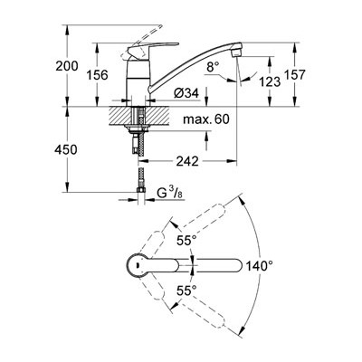 GROHE Eurostyle Cosmopolitan Páková dřezová baterie Chrom #33977002
