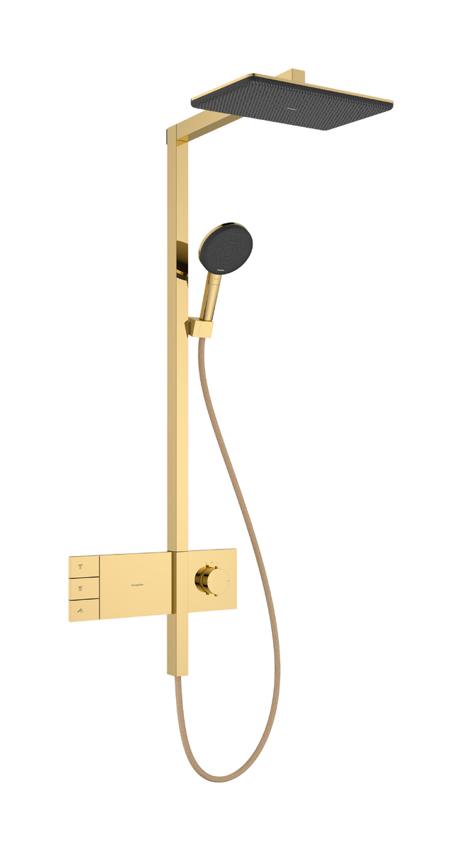 HANSGROHE Raindance Alive Q Showerpipe 210/340 2jet EcoSmart s termostatem ShowerSelect Comfort #24591990 - leštěný vzhled zlata
