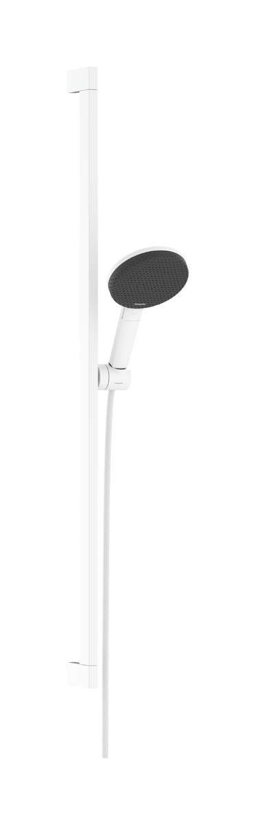 HANSGROHE Raindance Alive Select S Sprchová sada 125 3jet EcoSmart se sprchovou tyčí Unica E Puro 90 cm a se snadno posuvným držákem ruční sprchy #24601700 - matná bílá