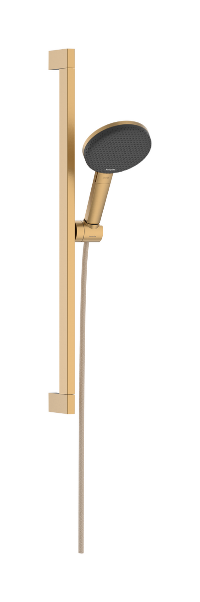 HANSGROHE Raindance Alive Select S Sprchová sada 125 3jet EcoSmart se sprchovou tyčí Unica E Puro 65 cm a sprchovým držákem Easy Slide #24600140 - kartáčovaný bronz