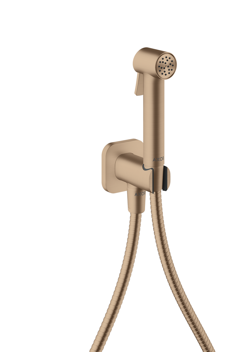 HANSGROHE AXOR Bidette Sprchy Bidette Ruční sprcha 1jet softsquare na studenou vodu s držákem sprchy a sprchovou hadicí 1,25 m #29241310 - Brushed Red Gold