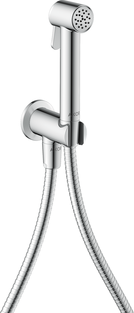 HANSGROHE AXOR Bidette Sprchy Bidette ruční sprcha 1proudová kulatá na studenou vodu s držákem sprchy a sprchovou hadicí 1,25 m #29240000 - chrom