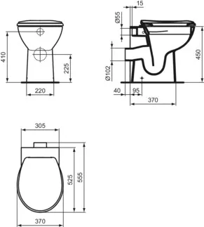 IDEAL STANDARD CONTOUR 21 - MEDICAL & CARE - Sendvičové sedadlo 370x445x40 mm v bílé lesklé barvě #K712101 - Bílá (Alpine), obrázek 3