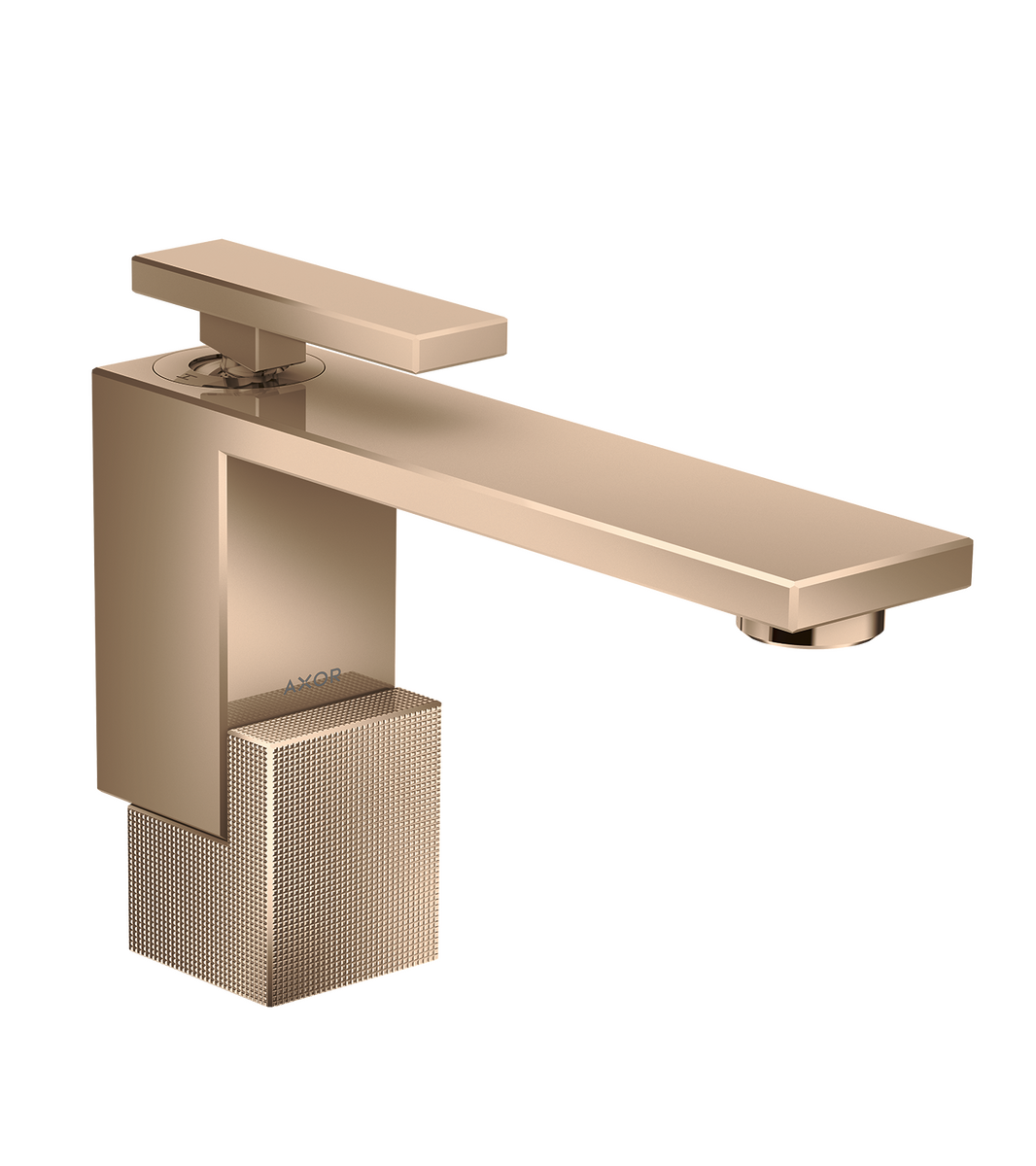 HANSGROHE Jednopáková umyvadlová baterie AXOR Edge 130 s výsuvným odpadem - diamantový výbrus #46011300 - Leštěné červené zlato