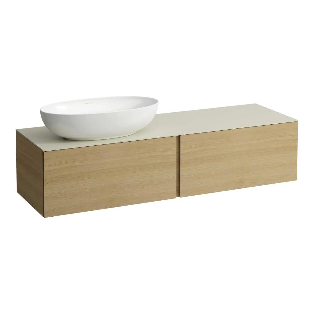 LAUFEN ILBAGNOALESSI Zásuvkový element 1600, se 2 zásuvkami, s výřezem vlevo, s vrchní deskou Calce Avorio, pro umyvadlo H818975/6, H818977/8 1600 x 500 x 370 mm #H4313520972501 - 250 - Světlý dub