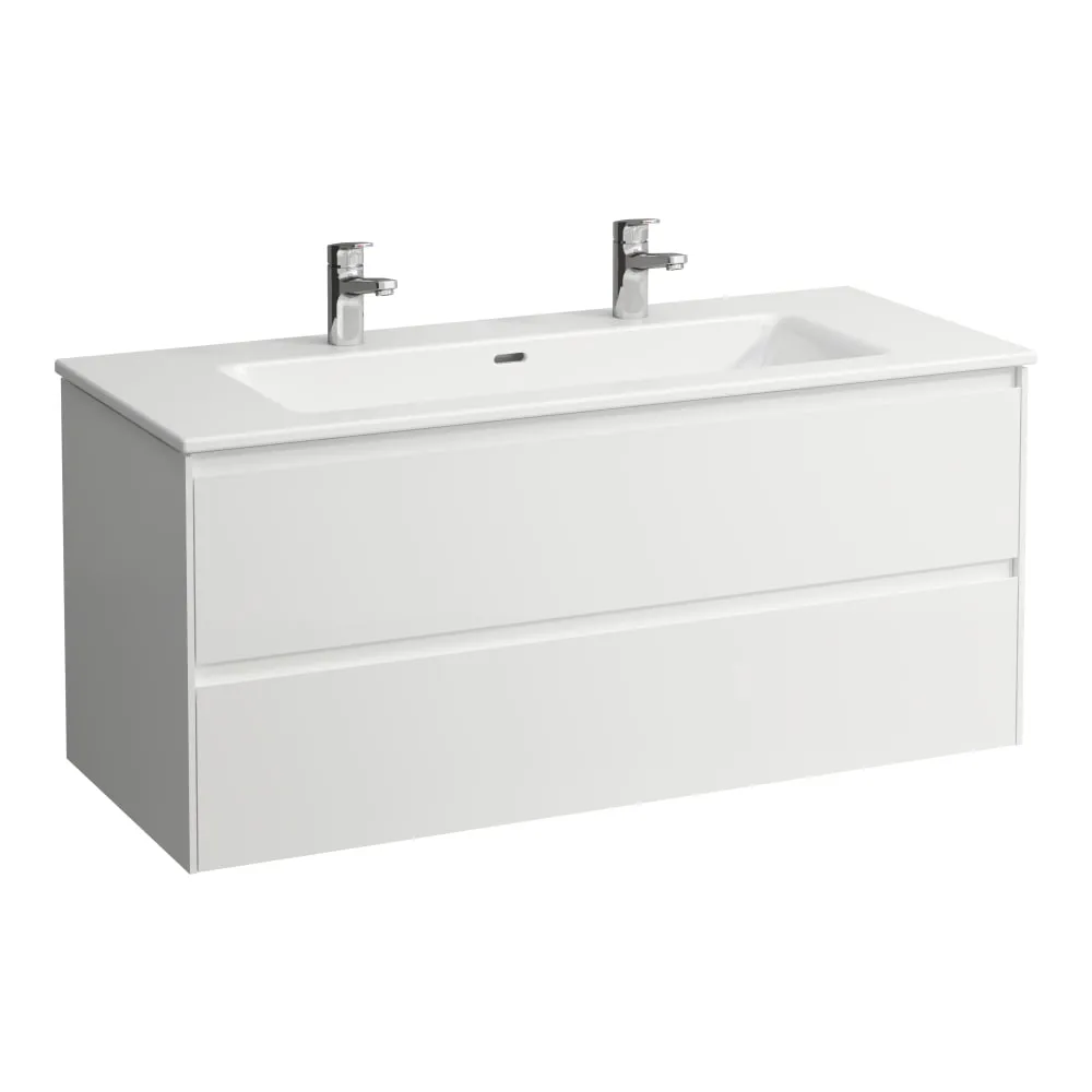 LAUFEN Umyvadlo 'slim' se skříňkou 1200 mm, se 2 zásuvkami, vč. dělícího systému do zásuvek 1200 x 500 x 540 mm #H8649692671071 - 260 - Bílá mat
