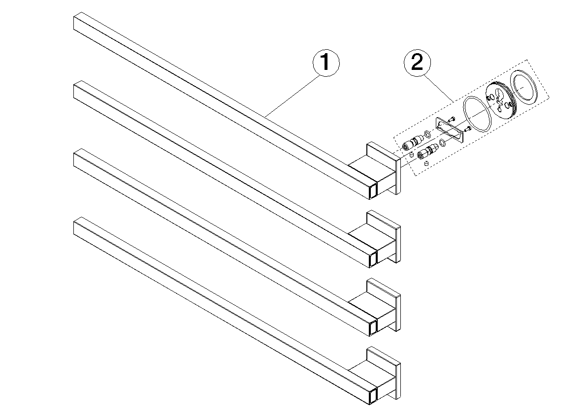 DORNBRACHT Ohřívač ručníků , čtyřcestný , projekce vlevo , bez ovládacího prvku - kartáčovaný v barvě šampaňského (22kt zlato) #83304980-46