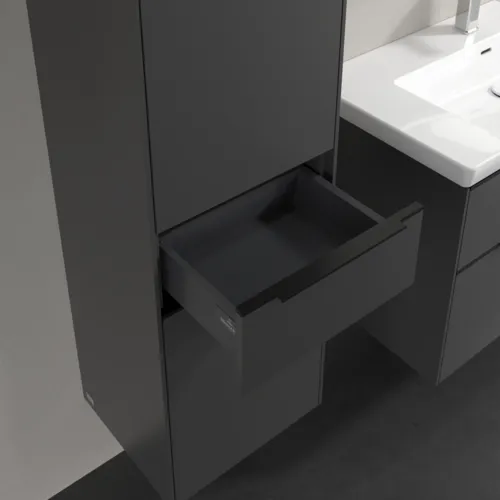 VILLEROY BOCH Subway 3.0 Vysoká skříňka, 2 dvířka, 1 zásuvka, 400 x 1710 x 362 mm, grafitová / grafitová #C59001VR, obrázek 6