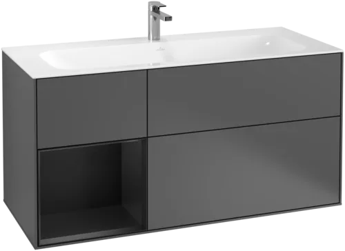 VILLEROY BOCH Toaletní skříňka Finion, s osvětlením, 3 výsuvy, 1196 x 591 x 498 mm, antracitový matný lak / černý matný lak #F060PDGK, obrázek 2