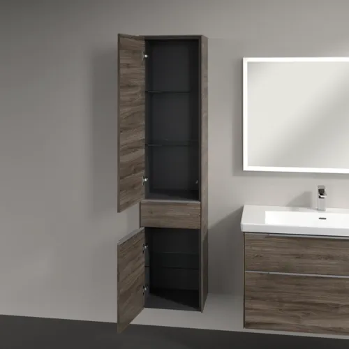 VILLEROY BOCH Subway 3.0 Vysoká skříňka, 2 dveře, 1 zásuvka, 400 x 1710 x 362 mm, Kamenný dub / Kamenný dub #C59000RK, obrázek 5