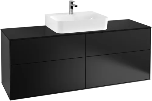 VILLEROY BOCH Toaletní skříňka Finion, 4 výsuvy, 1600 x 603 x 501 mm, černý matný lak / černé matné sklo #F19200PD, obrázek 2