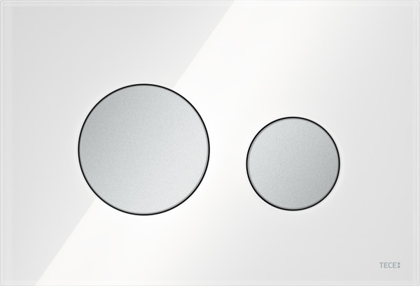 Obrázek TECE TECEloop toilet flush plate dual-flush system, polished white glass, matt chrome buttons #9240659