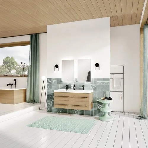 Obrázek VILLEROY BOCH Skříňkové dvojumyvadlo Avento, 1200 x 470 x 160 mm, bílé Alpine CeramicPlus, s přepadem #4A23CKR1