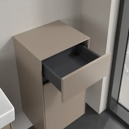 VILLEROY BOCH Boční skříňka Collaro, 1 dvířka, 1 zásuvka, 404 x 748 x 349 mm, Taupe / Taupe #C03201VM, obrázek 5