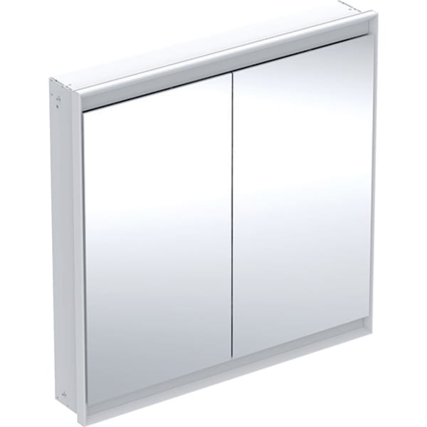 GEBERIT Zrcadlová skříňka Geberit ONE s ComfortLight, dvě dvířka, podomítková montáž, výška 90 cm Bílá / Hliník s práškovou barvou #505.803.00.2