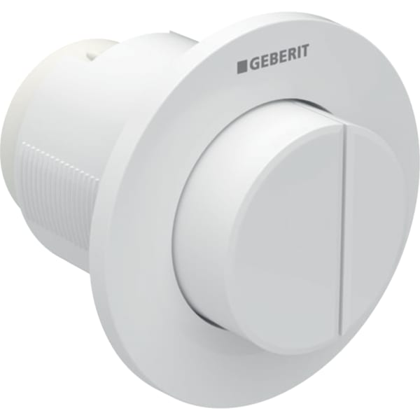 GEBERIT Oddálené ovládání Geberit typ 01, pneumatické, Round, pro 2 množství splachování, tlačítko pod omítku, vyvýšené Alpská bílá #116.044.11.1