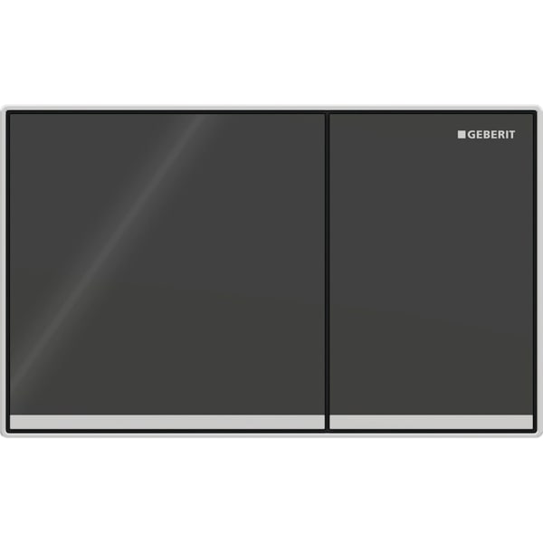 GEBERIT Ovládací tlačítko Geberit Sigma60 pro 2 množství splachování, Square, zalícované Ovládací tlačítka: černé Designové proužky: zrcadlové Rám: pochromovaný lesklý #115.640.SJ.1