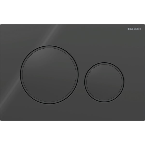 GEBERIT Ovládací tlačítko Geberit Sigma20, pro 2 množství splachování, Round Deska a ovládací tlačítka: černá Designové kroužky: černá matná #115.882.DW.1
